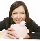 Woman with Piggy Bank